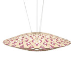 Flax Pendant - Bamboo Exterior / Pink Interior
