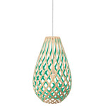 Koura Pendant - White / Bamboo Exterior / Aqua Interior