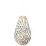 Koura Pendant - White / Bamboo Exterior / Blue Interior