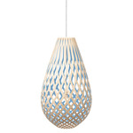 Koura Pendant - Bamboo Exterior / Blue Interior