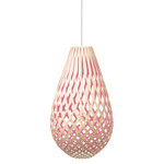 Koura Pendant - White / Bamboo Exterior / Pink Interior