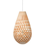 Koura Pendant - White / Bamboo Exterior / Orange Interior