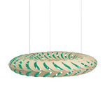 Maru Pendant - Bamboo Exterior / Aqua Interior