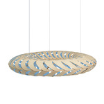 Maru Pendant - Bamboo Exterior / Blue Interior