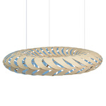 Maru Pendant - Bamboo Exterior / Blue Interior