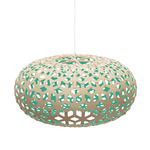 Snowflake Pendant - White / Bamboo Exterior / Aqua Interior
