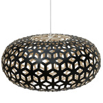 Snowflake Pendant - Black / Black Exterior / Bamboo Interior