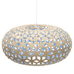 Snowflake Pendant - White / Bamboo Exterior / Blue Interior