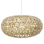 Snowflake Pendant - White / Bamboo Exterior / Bamboo Interior