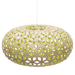 Snowflake Pendant - White / Bamboo Exterior / Lime Interior