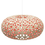Snowflake Pendant - White / Bamboo Exterior / Red Interior