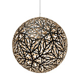 Sola Pendant - Black Exterior / Bamboo Interior