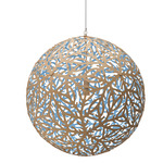 Sola Pendant - Bamboo Exterior / Blue Interior