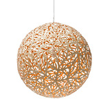 Sola Pendant - Bamboo Exterior / Orange Interior