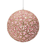 Sola Pendant - Bamboo Exterior / Pink Interior