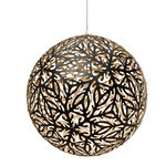 Sola Pendant - Black Exterior / Bamboo Interior