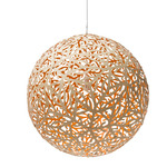 Sola Pendant - Bamboo Exterior / Orange Interior