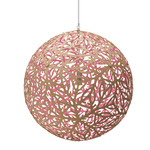 Sola Pendant - Bamboo Exterior / Pink Interior