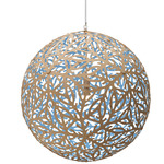 Sola Pendant - Bamboo Exterior / Blue Interior