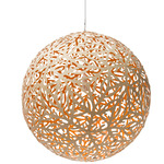 Sola Pendant - Bamboo Exterior / Orange Interior