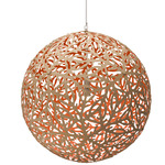 Sola Pendant - Bamboo Exterior / Pink Interior