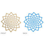 Sunflower Sconce Shade - Bamboo Exterior / Blue Interior