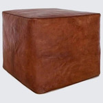 Idra Ottoman - Brown Leather