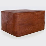 Idra Ottoman - Brown Leather