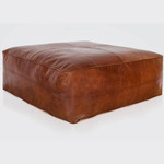 Idra Ottoman - Brown Leather