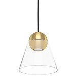 Cerasella Pendant - Brushed Brass / Clear