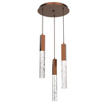 Axis Round Multi Light Pendant - Burnished Bronze / Clear