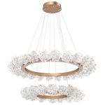 Blossom Two Tier Ring Chandelier - Novel Brass / Clear
