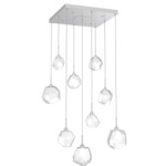 Gem Square Multi Light Pendant - Classic Silver / Clear