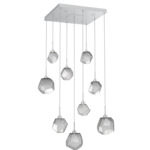 Gem Square Multi Light Pendant - Classic Silver / Smoke