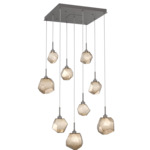 Gem Square Multi Light Pendant - Graphite / Bronze