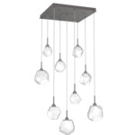 Gem Square Multi Light Pendant - Graphite / Clear