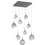 Gem Square Multi Light Pendant - Graphite / Smoke