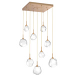 Gem Square Multi Light Pendant - Novel Brass / Clear