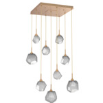 Gem Square Multi Light Pendant - Novel Brass / Smoke