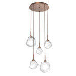 Gem Round Multi Light Pendant - Burnished Bronze / Clear