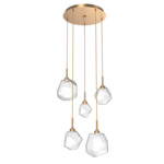 Gem Round Multi Light Pendant - Novel Brass / Clear