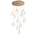 Gem Round Multi Light Pendant - Novel Brass / Clear