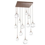 Gem Square Multi Light Pendant - Burnished Bronze / Clear