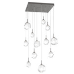 Gem Square Multi Light Pendant - Graphite / Clear