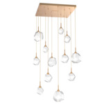 Gem Square Multi Light Pendant - Novel Brass / Clear