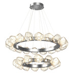 Gem Two Tier Radial Ring Chandelier - Classic Silver / Amber
