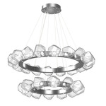 Gem Two Tier Radial Ring Chandelier - Classic Silver / Clear