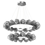 Gem Two Tier Radial Ring Chandelier - Classic Silver / Smoke