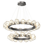 Gem Two Tier Radial Ring Chandelier - Graphite / Amber