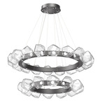 Gem Two Tier Radial Ring Chandelier - Graphite / Clear